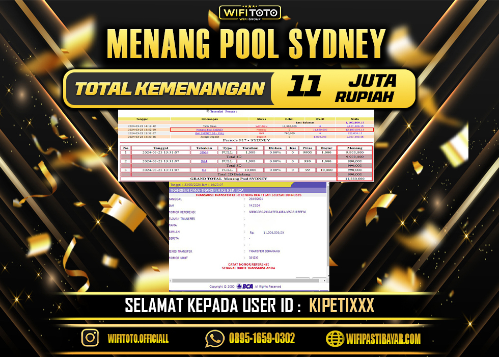 WIFITOTO JACKPOT TOGEL PASARAN SYDNEY RP.11.000.000,- LUNAS